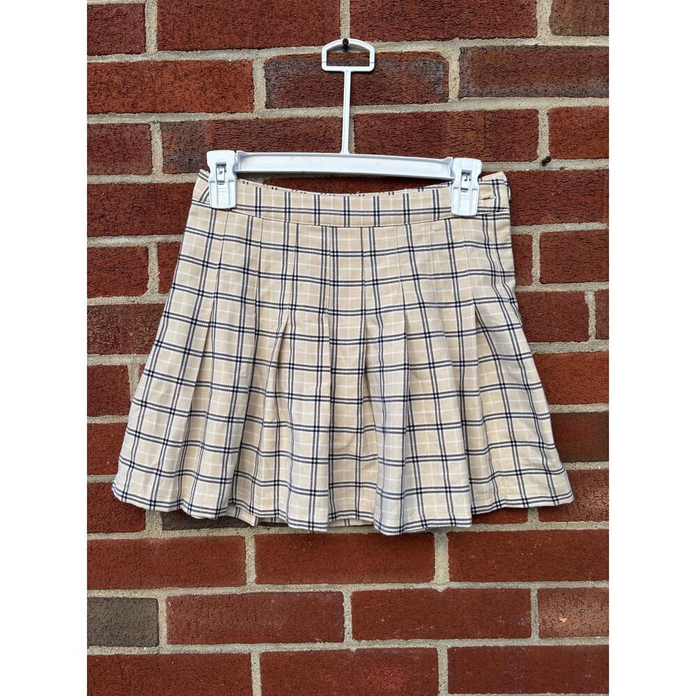 Aeropostale Plaid Tennis Skater Skirt XS Beige Black Preppy Y2K Mini - Picture 4 of 9